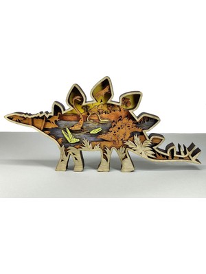 Wood-X Ahşap Mdf Çok Katmanlı Dinozor Stegosaurus Dekoratif Obje
