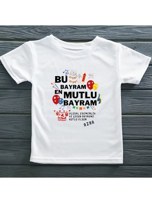 Asilcom 23 Nisan Bu Bayram En Mutlu Bayram Yazılı Çocuk Tişörtü