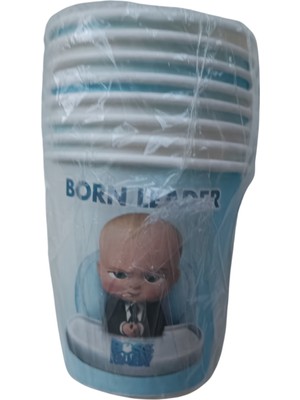 Ngüzel Party Boss Baby Patron Bebek Temalı Doğum Günü 8 Adet Karton Tabak + 8 Adet Karton Bardak Seti