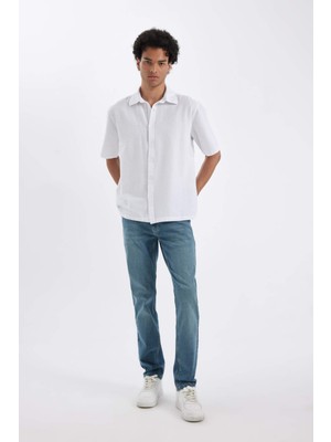 DeFacto Pedro Slim Fit Dar Kalıp Normal Bel Dar Paça Jean Pantolon D6469AX24AU