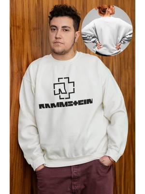 Fuddy Moda Rammstein Yazılı Kapüşonsuz Sweatshirt, Oversize Rock Metal Müzik Baskılı Sweat