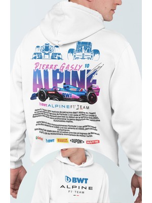 Fuddy Moda Bmt Alpine F1 Team Pierre Gasly Formula 1 Sırt Baskılı Kapüşonlu Oversize Sweatshirt
