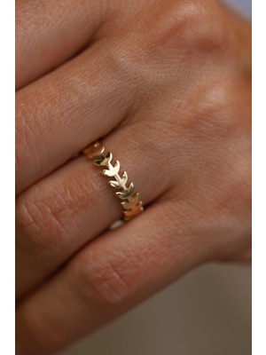 Yenigün Kuyumculuk 14 Ayar Altın Yaprak Dizisi Yüzük