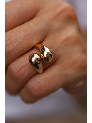 Yenigün Kuyumculuk 14 Ayar Altın Çift Başlı Taşsız Tasarım Yüzük