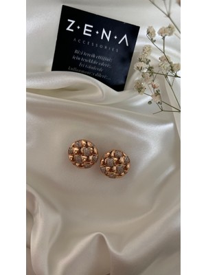 by zena aksesuar Zena Accessories Baget Rose Çelik Küpe