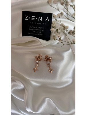 by zena aksesuar Zena Accessories Taşlı Yıldız Küpe