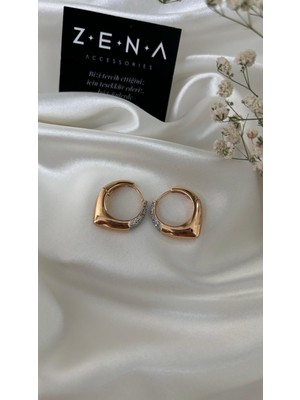 by zena aksesuar Zena Accessories Zirkon Taş Detaylı Akıntı Model Halka Küpe