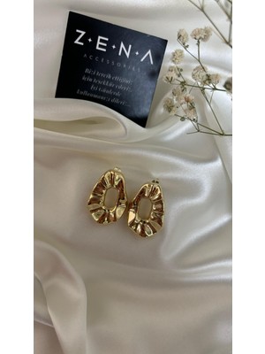 by zena aksesuar Zena Accessories Geometrik Altın Çelik Küpe