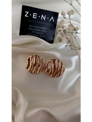 by zena aksesuar Zena Accessories Ricca Çizgi Desenli Rose Küpe