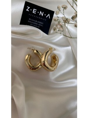 by zena aksesuar Zena Accessories Oval Halka Altın Küpe