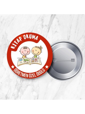 DeBu Kitap Okuma Öğrenci Motivasyon Iğneli 58 mm Metal Yaka Rozeti