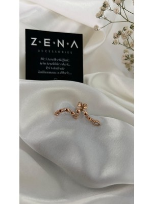 by zena aksesuar Zena Accessories Yılan Figürlü Zirkon Taş Kıkırdak Küpe