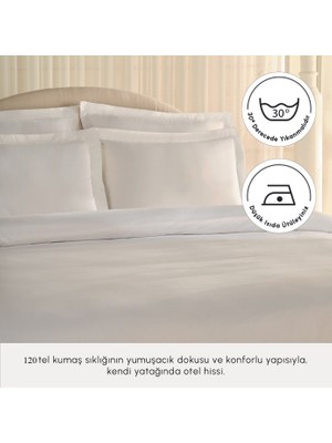 Komfort Home White Collection 120 Tel %100 Pamuk Percale Tek Kişilik Nevresim Takımı Beyaz