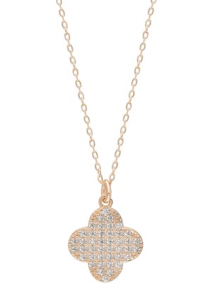 Eva Pırlanta Taşlı Yonca Kolye 718943 Rose