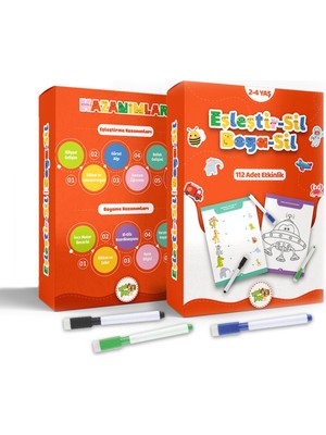 Minipoi Okul Öncesi Eğitici Aktivite Kartları – Eşleştir, Sil ve Boya Oyunları, 2-4 Yaş Çocuklar İçin Eğlenceli Set