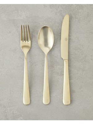 English Home Leptis Paslanmaz Çelik Çatal Kaşık Bıçak Takımı 18 Parça 6 Kişilik Gold