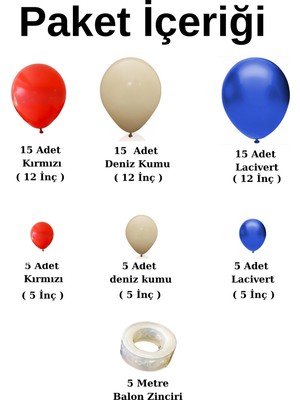 Ata Parti Dünyası ^^ Doğum Günü Konsepti * Kırmızı * Deniz Kumu * Lacivert * 60 Lı Balon Zinciri Parti Seti