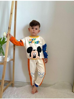 Rapapa Yeni Sezon Baharlık  Unisex Mickey Mouse Mevsimlik  Alt Üst Eşofman Takımı 2245