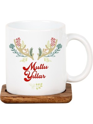 Kitaplı Hediye Arkadaşa Mutlu Yıllar Tasarımlı Hediye Kupa Yeni Yıl Hediyesi Isme Özel Kupa