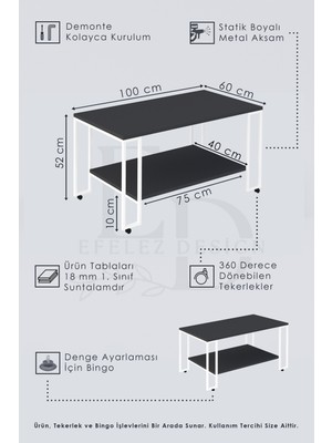 Nury Orta Sehpa Gümüş Metal - Atlantik Çam Tabla