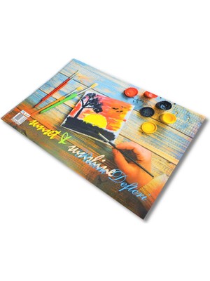 Mcolor 35X50 Spiralli Karton Kapak Resim Defteri 15 Yaprak (1 Adet) Renkli Tasarım