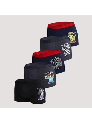 Mor 5'li Erkek Çocuk Boxer %90PAMUK %10ELASTAN