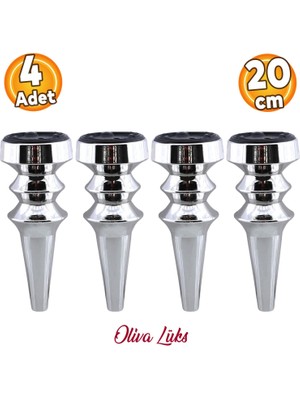 Badem10 Oliva Krom 20 cm Mobilya Kanepe Koltuk Tv Ünitesi Konsol Yükseltme Yükseltici Ayağı Ayakları 4 Adet