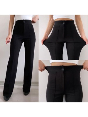 Paw Garage Çimalı Palazzo Pantolon, 4 Mevsim, En Boy Likralı, Favori Pantolon, Iş Pantolonu