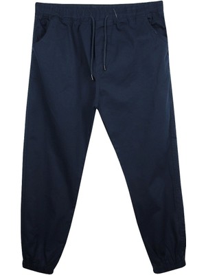 Maruf Shop Erkek Büyük Beden 118 KILO-180 Kilo Arası Için Uygun Bağcıklı Gabardin Jogger Pantolon Lacivert