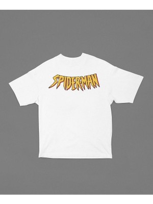 Yazılı Spider-Man Marvel Baskılı Unisex Oversize Tişört