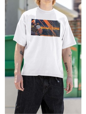 Briimstone Karakter Baskılı Unisex Oversize Vaalorant Tişört