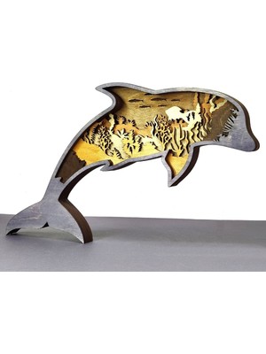 Wood-X Ahşap Mdf Çok Katmanlı Yunus Dekoratif Obje