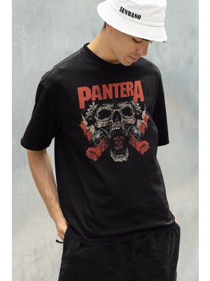 Mouth For War Pantera Baskılı Unisex Oversize Rock Metal Tişört