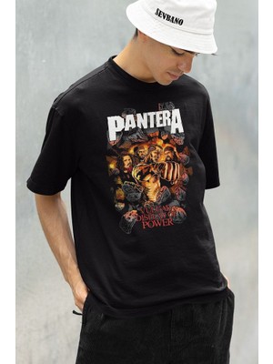 Pantera Vulgar Display Of Power Baskılı Unisex Oversize Rock Metal Tişört