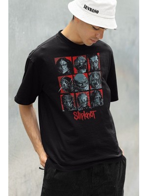 Slipknot Rock Metal Müzik Grubu Baskılı Unisex Oversize Tişört