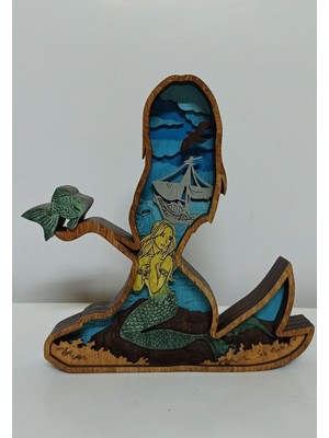 Wood-X Ahşap Mdf Çok Katmanlı Deniz Kızı Dekoratif Obje