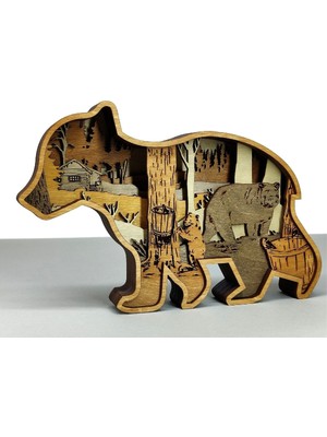 Wood-X Ahşap Mdf Çok Katmanlı Ayı Yavrusu Dekoratif Obje