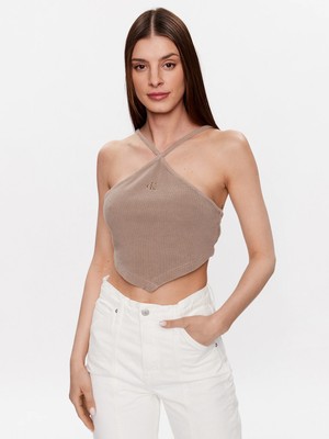 Calvin Klein Waffle Halter Neck Top Crop Top T-Shirt