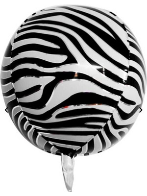 Parti Aşkı Safari Hayvanları Zebra Desen Yuvarlak Folyo Balon & 22 Inc & Safari Konsept Doğum Günü