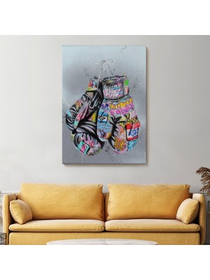 Narnuga Boks Eldivenleri Kanvas Tablo, Renkli Banksy Sokak Graffiti Kanvas TABLO-5320