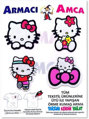 Armacı Amca Ütü Ile Yapışan 4 Adet Örme Kumaş Arma Yırtık Kapatıcı Pratik Yama Tekstil Patch Çizgi Oyun Karakteri Güzel Sevimli