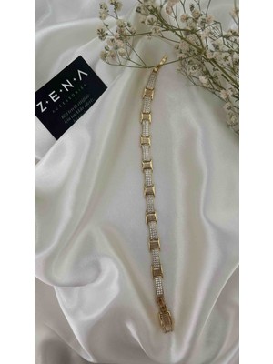 Zena Accessories Geçmeli Zirkon Taş Detaylı Çelik Bileklik