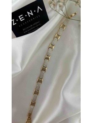 Zena Accessories Geçmeli Zirkon Taş Detaylı Çelik Bileklik