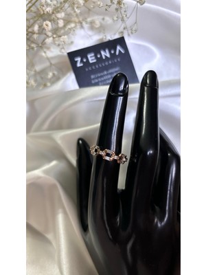 Zena Accessories Zirkon Taşlı Zincir Çelik Yüzük