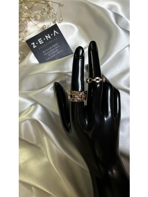 Zena Accessories Zirkon Taşlı Zincir Çelik Yüzük