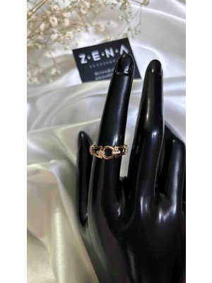 Zena Accessories Halka Detaylı Geçmeli Tarz Çelik Yüzük