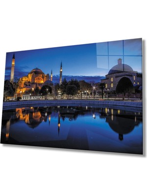 Foradels Dekoratif Istanbul Ayasofya Camii Manzara Cam Tablo Uv Baskı Duvar Dekoru 10364 Bungcam