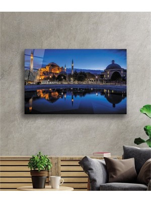 Foradels Dekoratif Istanbul Ayasofya Camii Manzara Cam Tablo Uv Baskı Duvar Dekoru 10364 Bungcam