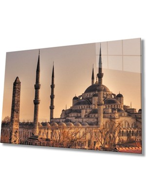 Foradels Dekoratif Istanbul Sultan Ahmet Camii Manzara Cam Tablo Uv Baskı Duvar Dekoru 10397 Bungcam