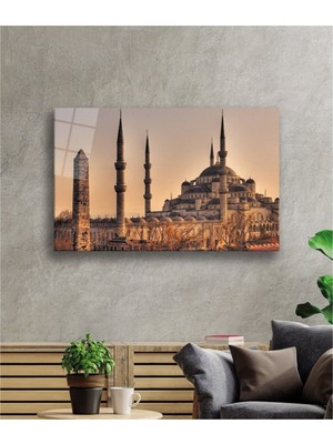 Foradels Dekoratif Istanbul Sultan Ahmet Camii Manzara Cam Tablo Uv Baskı Duvar Dekoru 10397 Bungcam